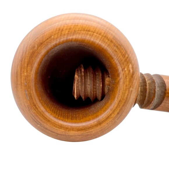 Vintage Hand-Turned Wooden Nutcracker Carved Screw Design Primitive Folk Art - Picture 2 of 9